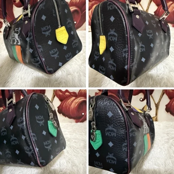 MCM Princess Lion Boston Black / Multi Color Handbag (EUC) - Picture 10 of 12